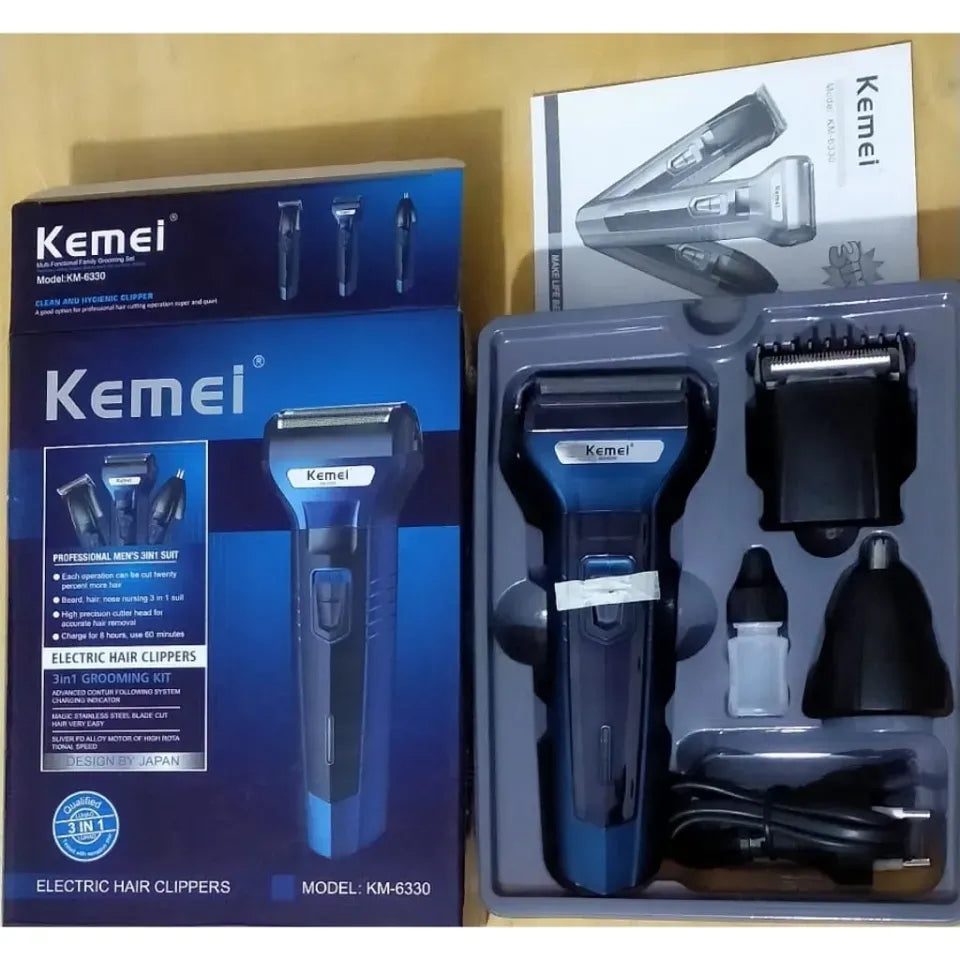 Kemei KM-6330 3 In 1 Professional Hair Trimmer Grooming Kit